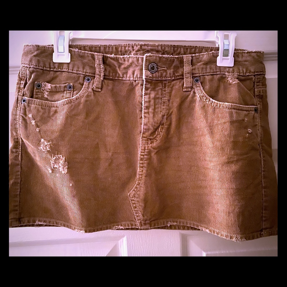 AE Distressed Corduroy Mini Skirt AEO